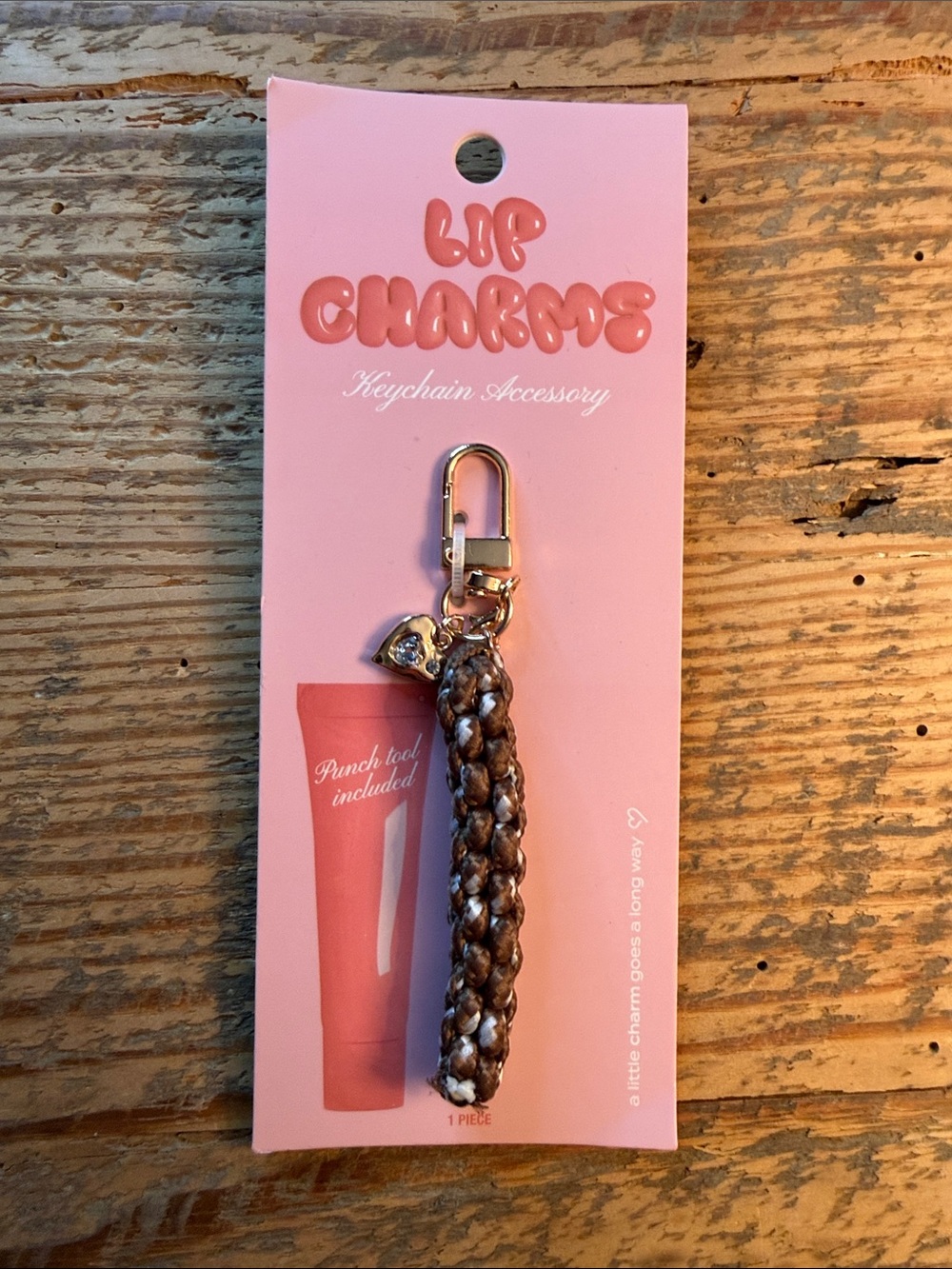 Brown Braided Key Holder with Gold Clip